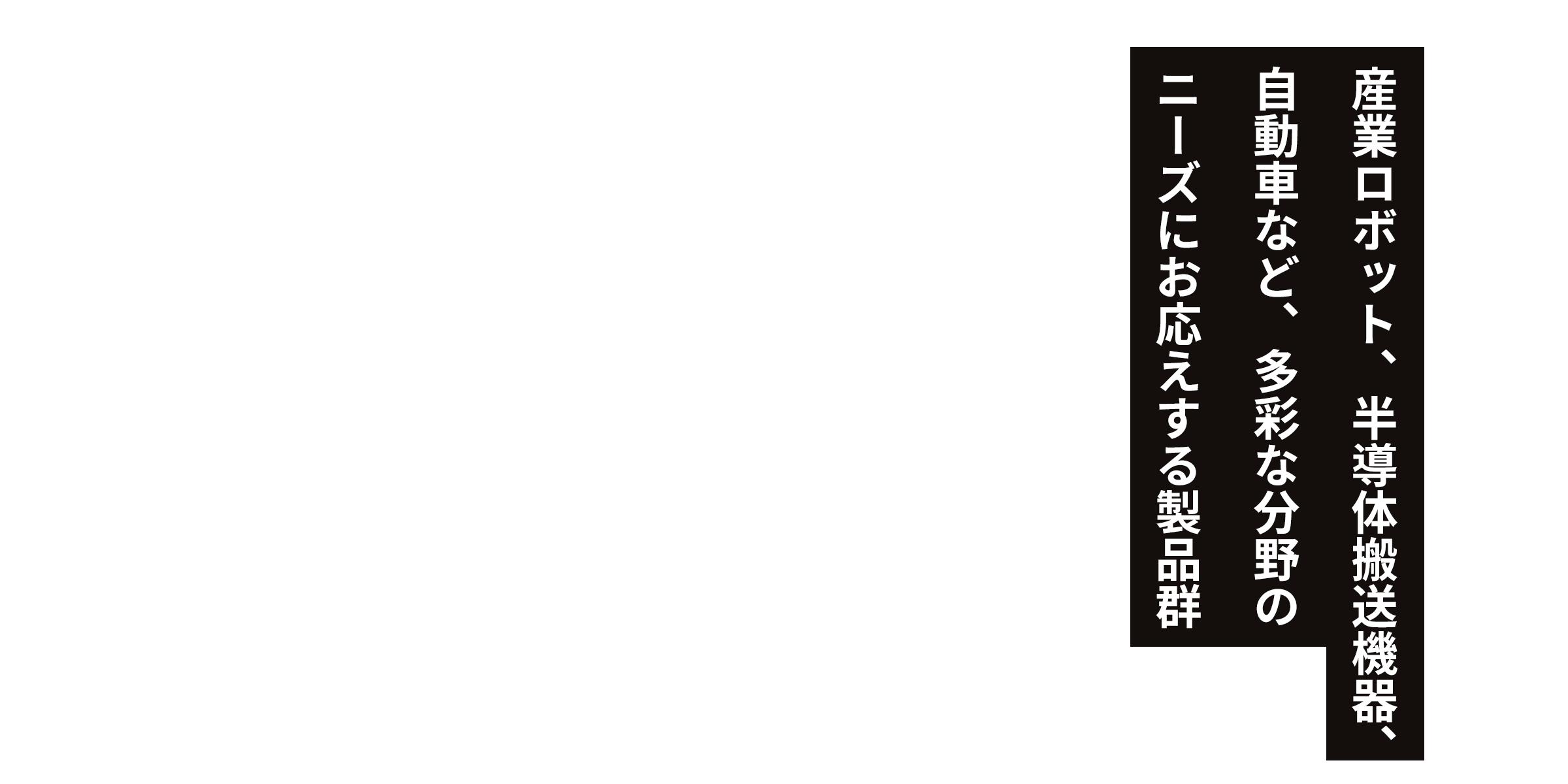 産業ロボット、半導体搬送機器、自動車など、多彩な分野のニーズにお応えする製品群