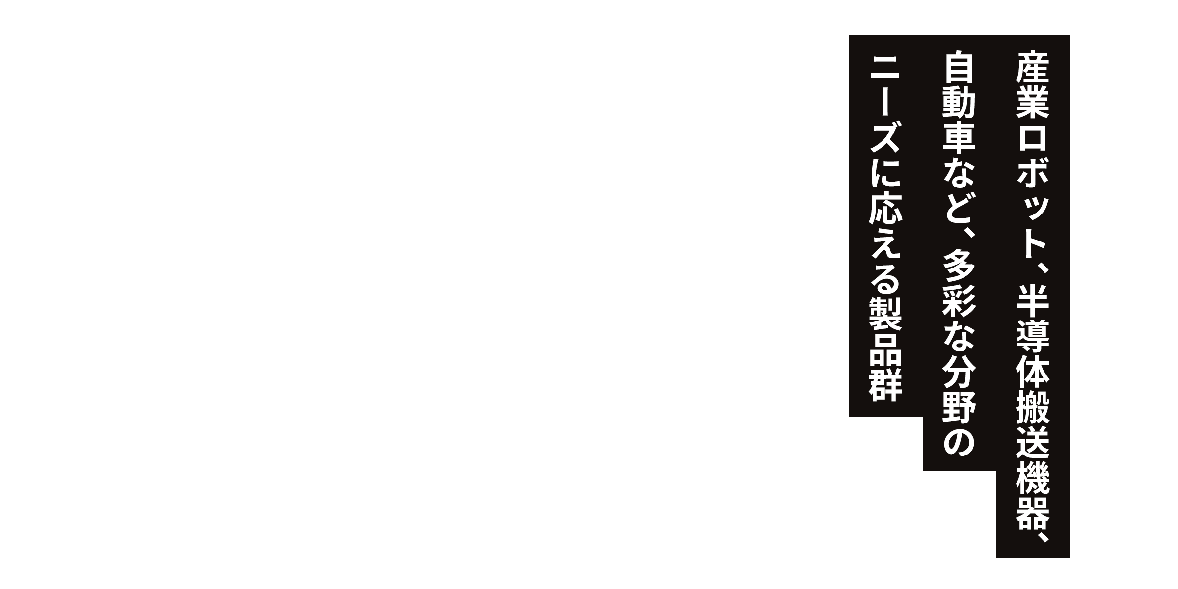 産業ロボット、半導体搬送機器、自動車など、多彩な分野のニーズに応える製品群